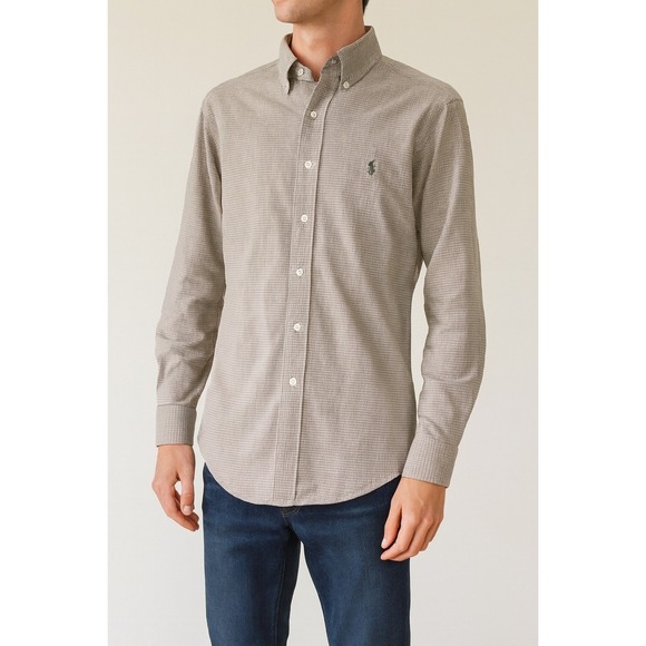 Ralph Lauren Yarmouth Button Down Shirt Men 15 1/2 32/33 Long Sleeve Houndstooth - Picture 1 of 5